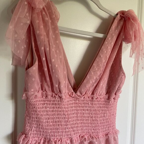 Pink Tulle Dress with tie on shoulder - Picture 4 of 4